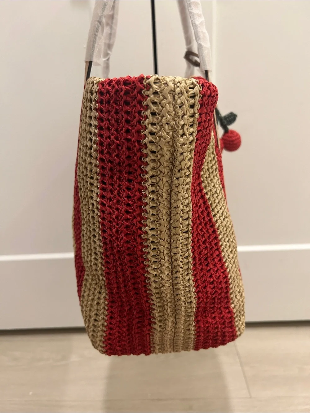 Coach (NWT) City Tote Bag With Stripes And Cherry Charm - Picture 6 of 16